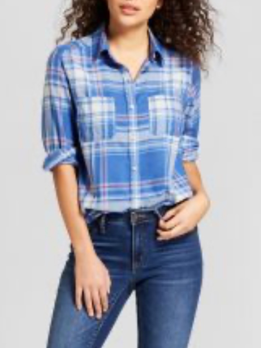 Universal Thread Blue Plaid Button Down Shirt